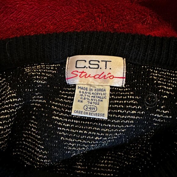 Truly Vintage gold and black sweater top or dress in plus size diamond pattern - Picture 5 of 7